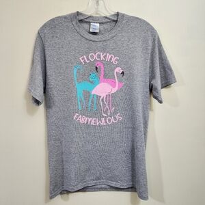 Port & Company Flocking Fabmewlous  cat flamingo graphic short sleeve tshirt  S